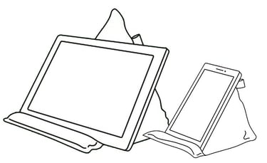 Soft cushion stands holding tablet and phone at the perfect viewing angle