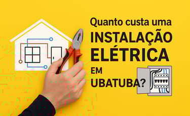 Ilustração digital mostra uma casa de praia moderna com fios elétricos visíveis...