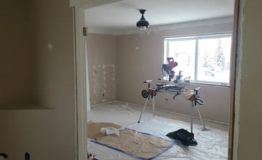 Interior home painting and trim carpentry replacement construction