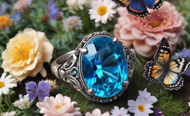 Close-up of colorful gemstone earrings reflecting light vividly