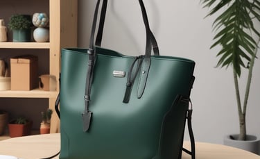 A sleek laptop bag sitting on a modern desk with a laptop and coffee cup