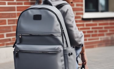 A sleek laptop bag sitting on a modern desk with a laptop and coffee cup