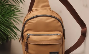 A sleek laptop bag sitting on a modern desk with a laptop and coffee cup