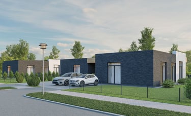 kotedžas nuo gatvės pusės