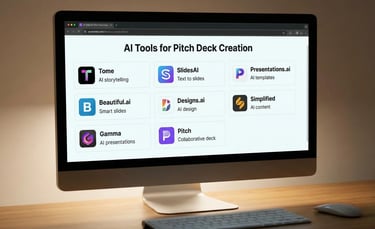 create a image where show differnet AI Tools for Pitch Deck Creation