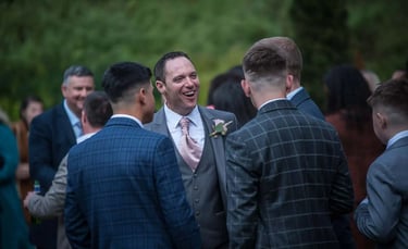 wedding guests chatting after the wedding ceremony