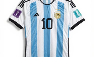 Collection of colorful football accessories including caps, mugs, and stickers with vibrant national flag motifs