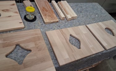 Handcrafted wooden panels for Yoni-Stming cutouts and lumber supplies for Women Health-Care