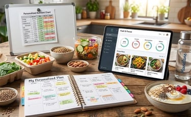 Nutrition consultation of a tailored healthy diet program with fruits, vegetables and whole grain fo