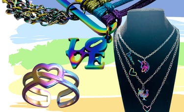 LGBTQ jewellery close-up – rainbow necklaces and queer accessories