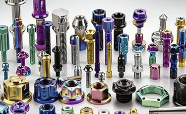 Titanium fasteners product lineup showing various sizes and types of aerospace-grade bolts and faste