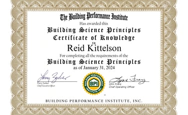 Building Science certificate of knowledge