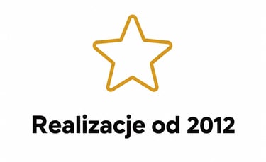 Gold star icon with Polish text Realizacje od 2012 representing projects since 2012.