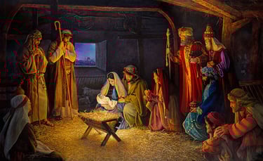 Nativity scene inside a building