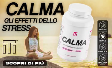 a woman sitting on a rock with a bottle of calma