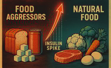 a poster of a variety of foods that include meat, vegetables and vegetables