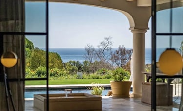 Covered terrace at Villa La Gratitud with sea views and al fresco dining