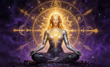 Alchemical transformation showing individuation process and integrated Self achieving psychological