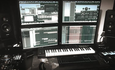 A home studio used for audio editing