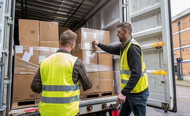 Transporte de carga terrestre con camion de carga, servicios de gestión de tránsito 