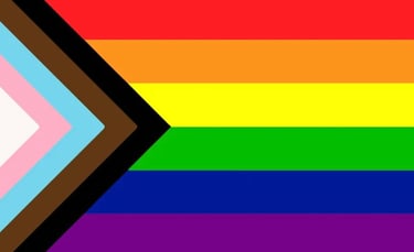 Inclusive Pride Flag. Countdown Timer below.