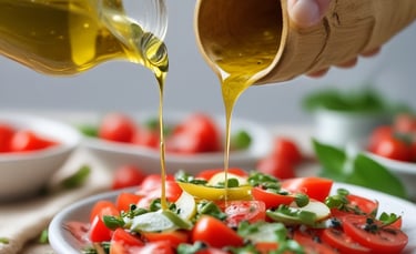 Bottles of Italian olive oil displayed on a market stall