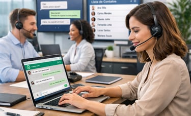 Time da Optimaim realizando atendimento acessível e objetivo para empresas