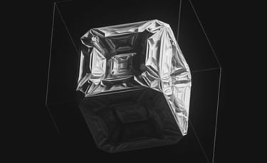 Obra de arte NFT de Pak, apresentando um design abstrato com formas geométricas e linhas fluidas.
