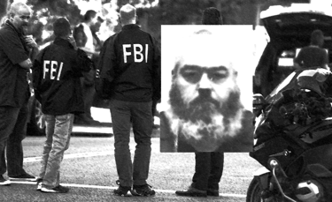 Keith Mosher's mugshot over FBI agents symbolizing porn addiction consequences and Christian redemption.