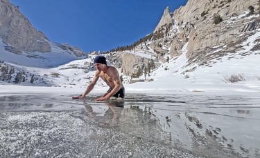 Ice bath lower boyscout lake Mount Whitney