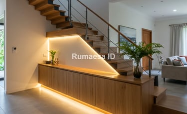 desain lemari bawah tangga gantung modern