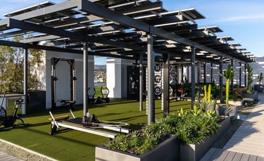 shaded outdoor gym space design