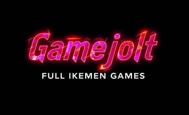 Black background logo with words Gamejolt Full Ikemen Games