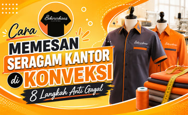 Custom office uniforms on mannequins by Bikininkaos Clothing konveksi service.