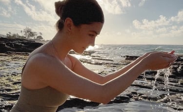 Woman holding healing water