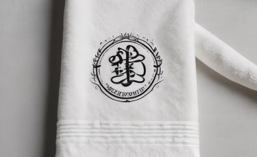 A row of intricately embroidered blouses hanging on wooden hangers. Each garment features unique patterns in various colors such as blue, red, and green, set against a predominantly white fabric. The embroidery includes floral and geometric designs.