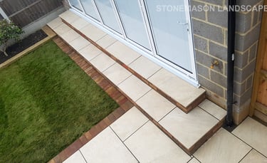 Colourful Garden Makeover Brick Seating Planer Bar New Lawn