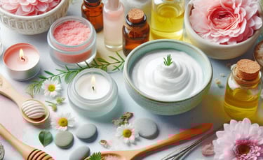 boowl of white cream, with a couple of small candles