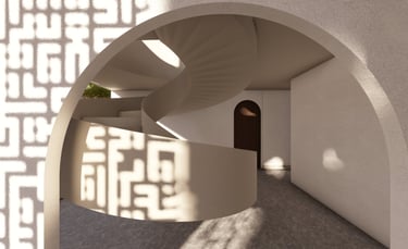 Curved staircase design, house of the future 2024