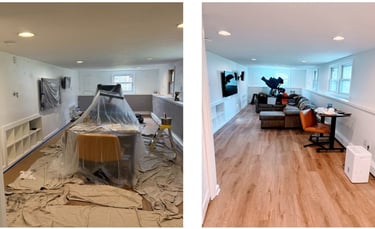 Before and after basement repaint