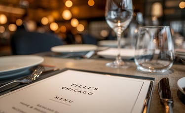 Tilli’s Chicago menu and table setup