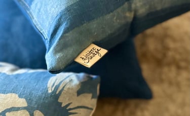 housse coussin lin teinture végétale naturelle indigo