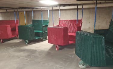 Rolling boardwalk chairs painted