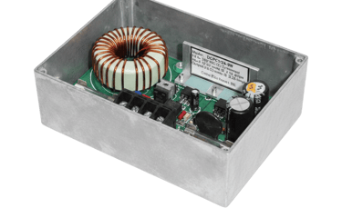 Watertight DC-DC converter. Out put is adjustable , on board current limit is fixed