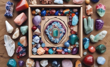A serene arrangement of rose quartz hearts resting on a wooden table