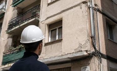 ITE edifici: Arquitecte tècnic realitzant una Inspecció Tècnica d'Edificis (ITE) en un edifici 