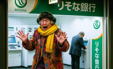 りそな銀行ATMで引き出し限度額を知らずにうろたえている高齢者のイメージ画像｜堺市のニュースならサカイタイムズ