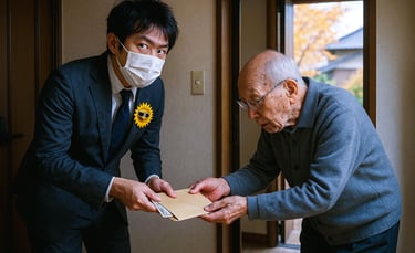 弁護士を名乗る男が高齢者から封筒を受け取る特殊詐欺のイメージ画像｜堺市のニュースならサカイタイムズ
