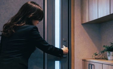 玄関ドアを引っ張られて閉めている女性のイメージ画像｜堺市のニュースならサカイタイムズ