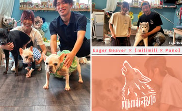 EagerBeaverと堺市の動物保護団体milimili×Ponoのコラボ風景 犬たちとスタッフの写真｜堺市のニュースならサカイタイムズ